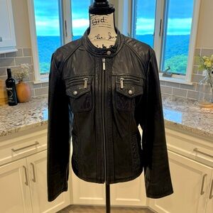 Michael Kors Women’s Biker Style Leather Jacket. Size XL. Gunmetal trim.
